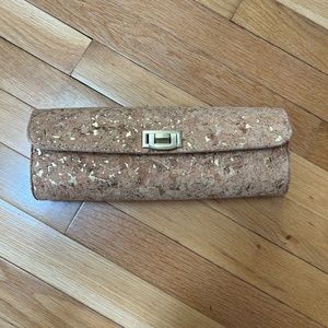 Cork and gold clutch